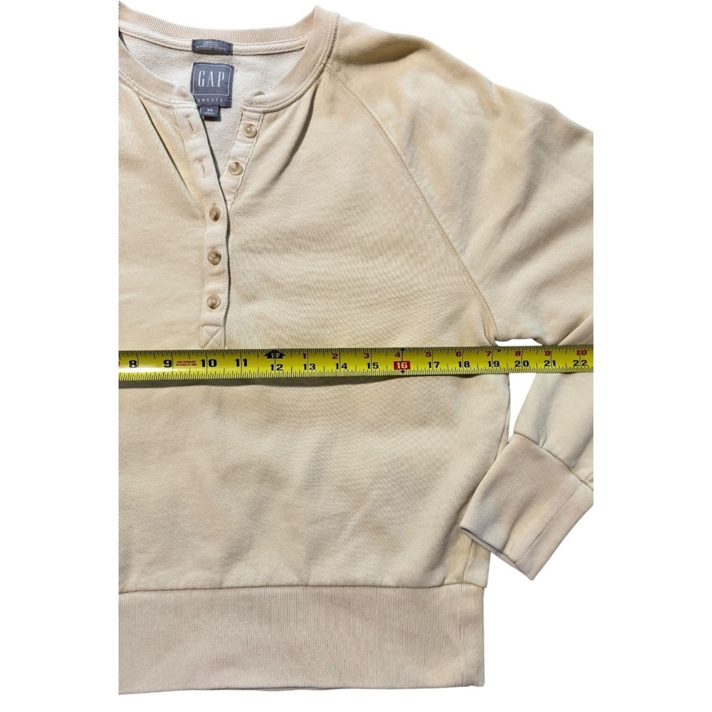 Gap Vintage Soft Henley Sweatshirt Butter Cream Button Placket Raglan XS - Picture 6 of 7